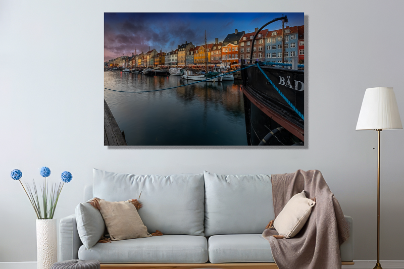 Lav sol over Nyhavn en smuk vinteraften billede 2