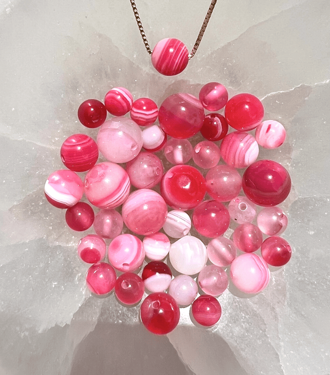 Pink Agat-vedhæng