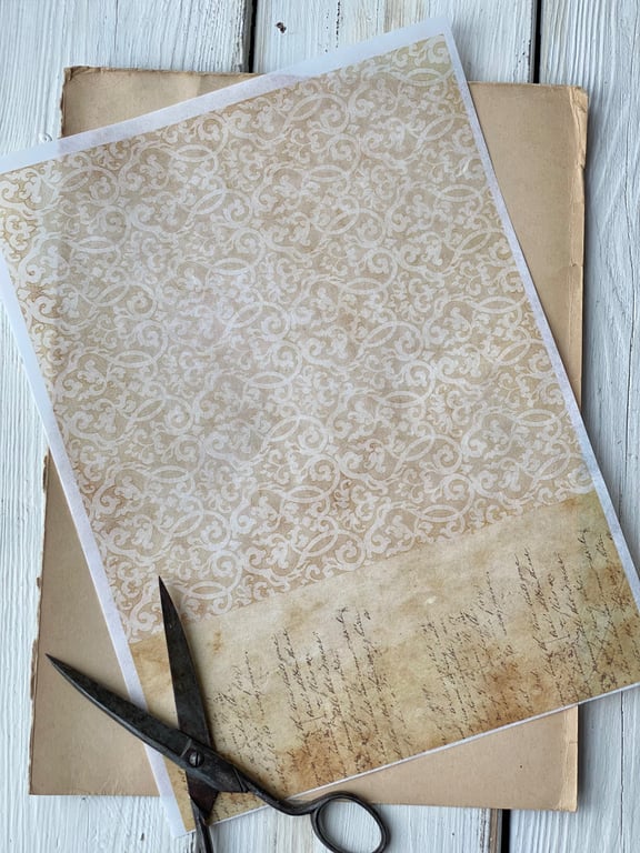 Decoupage papir - vintage skrift.
