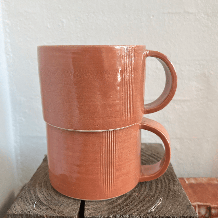 Kop med hank, mørk rosa billede 3