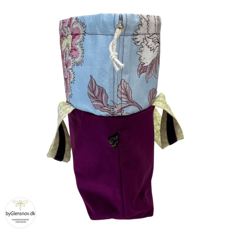 Strikkeprojekt taske - Velour Fuchsia/Storblomst billede 6
