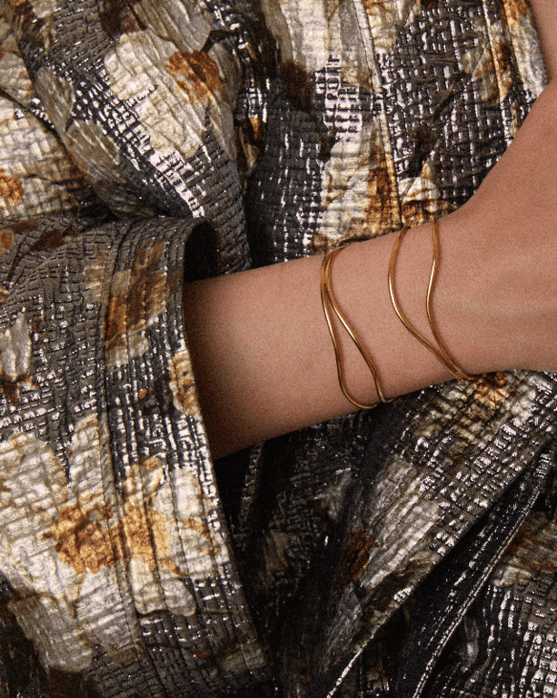 INEL Ocean Waves Bracelet Gold-Plated Silver billede 4