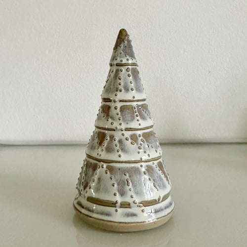 Juletræ med dutter 12,5 cm hvid/blå løbeglasur (1)