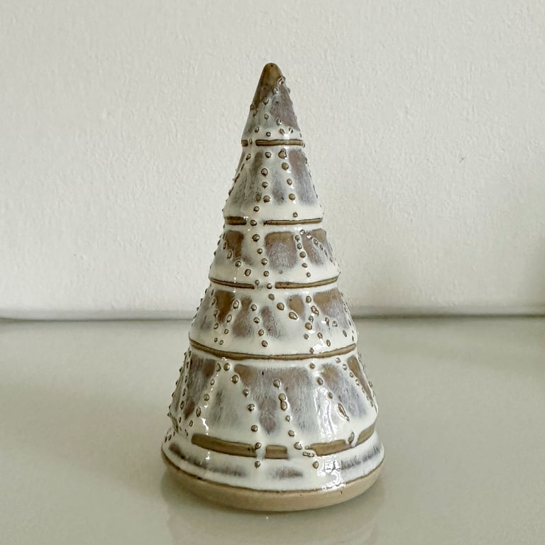Juletræ med dutter 12,5 cm hvid/blå løbeglasur