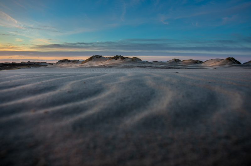  Sand mønstre på Råbjerg mile i Skagen lige efter solnedgang