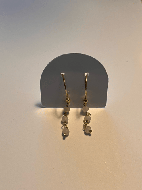 Gyldne sølv øreringe med facetslibet Rosa Quartz  (6)