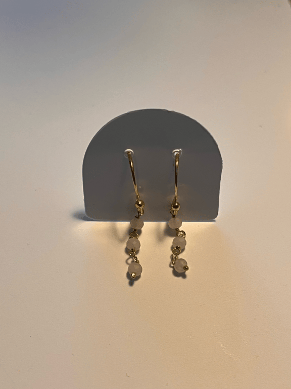 Gyldne sølv øreringe med facetslibet Rosa Quartz  billede 4