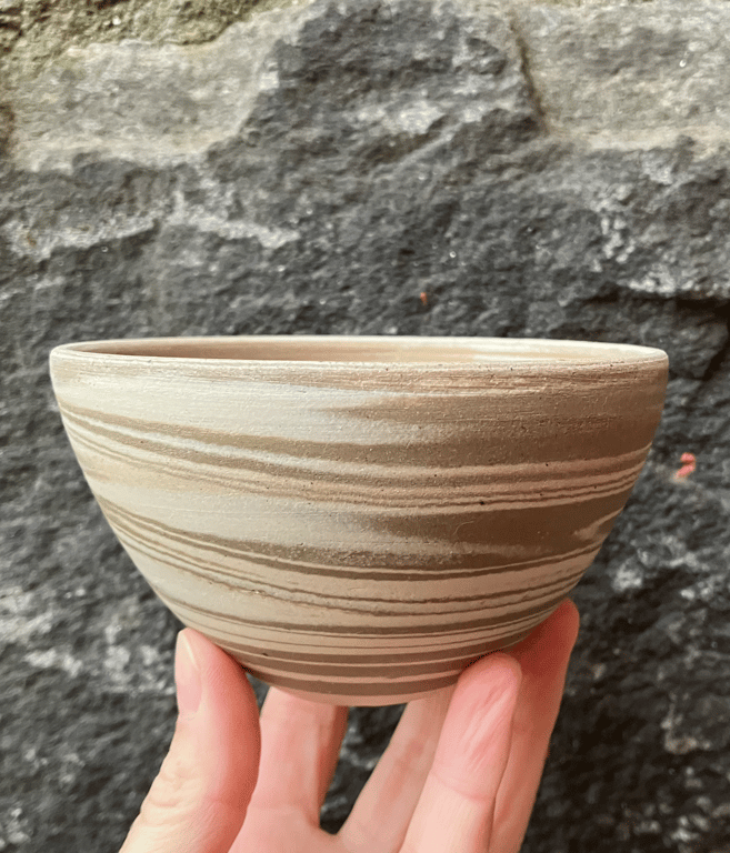 Marmoreret skål, cappuccino  billede 5