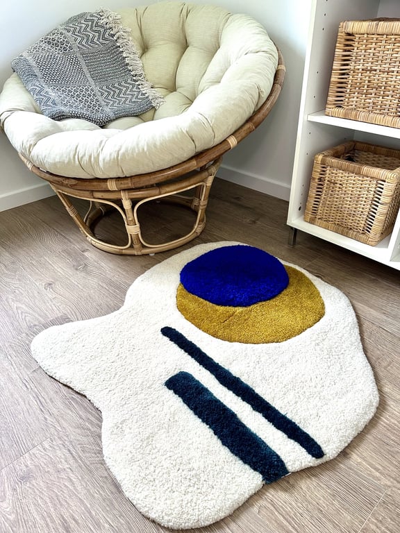 Tuftet gulvtæppe – Abstrakt kunst – Blanding af uld og akryl 