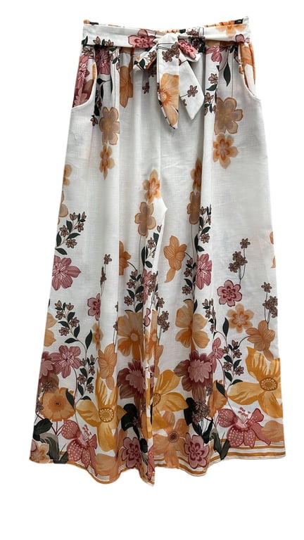 Freya wide pants, Creme/mustard. Onesize 38-48. (3)