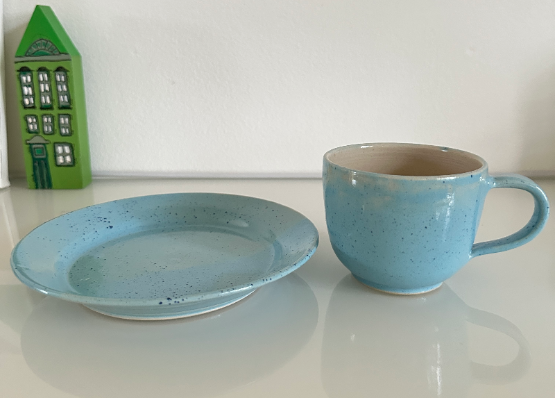 Morgenmadssæt i blå med prikker billede 2