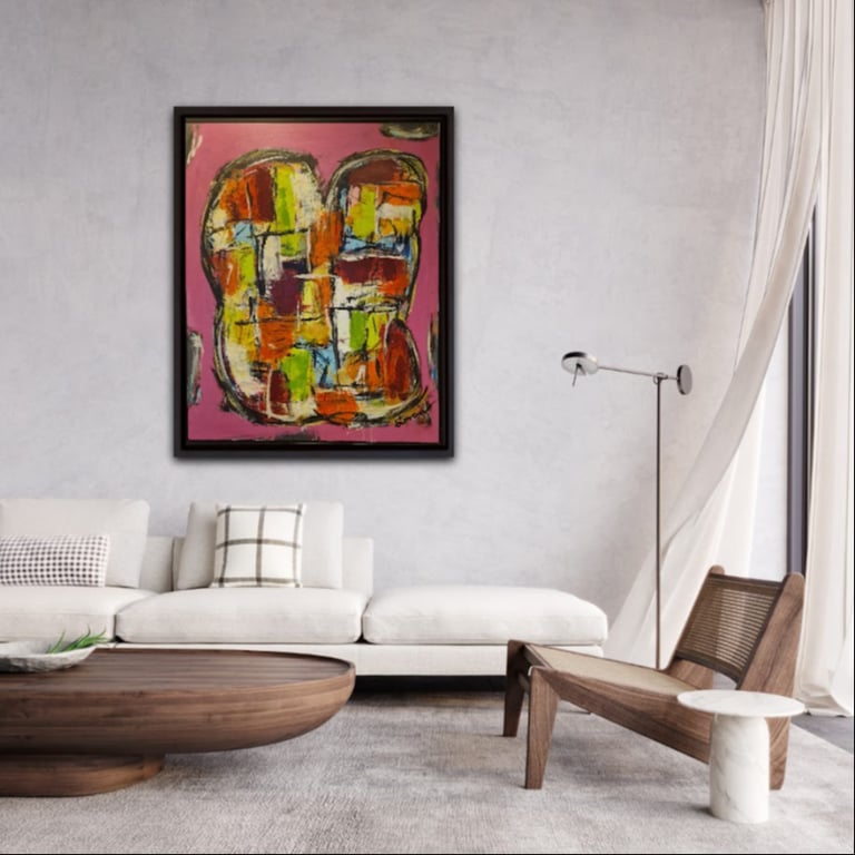 #1170 Maleri 80X100cm M/sort ramme billede 3