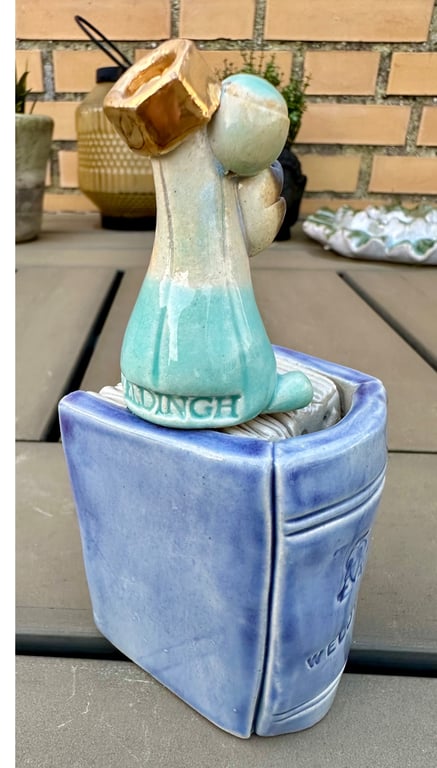 Læsefugl m lilla bog og ægte guld billede 2