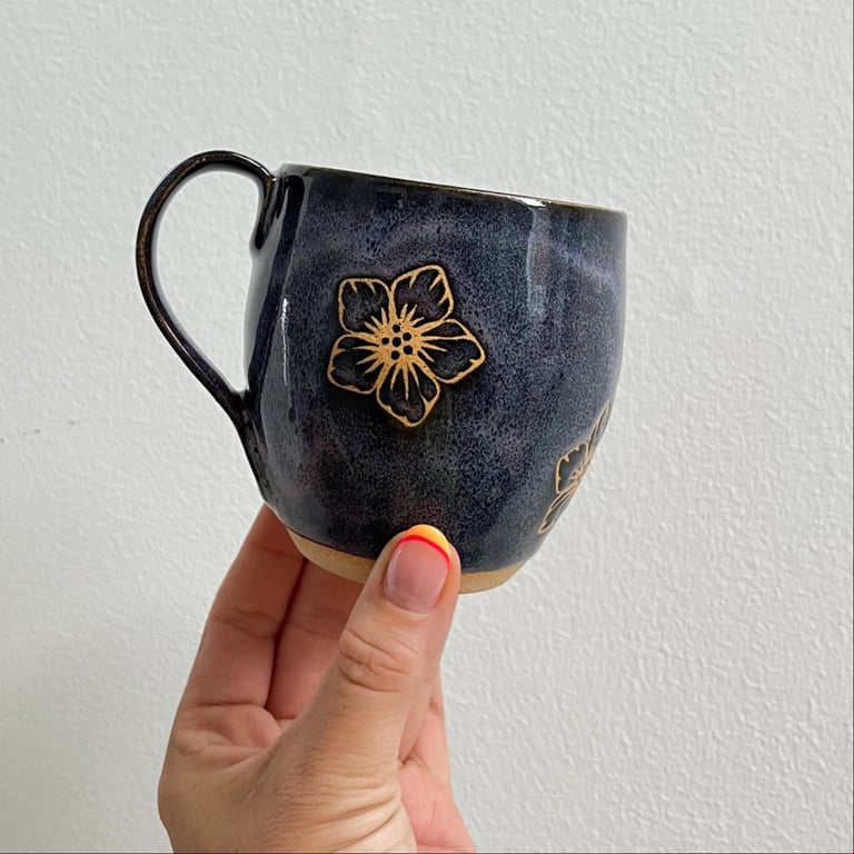 Lilla/Mørkeblå mønstret kop billede 5