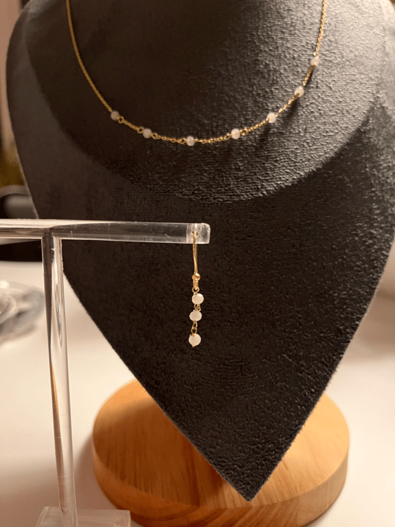 Gyldne sølv øreringe med facetslibet Rosa Quartz 