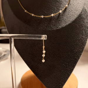 Gyldne sølv øreringe med facetslibet Rosa Quartz  – produktbillede