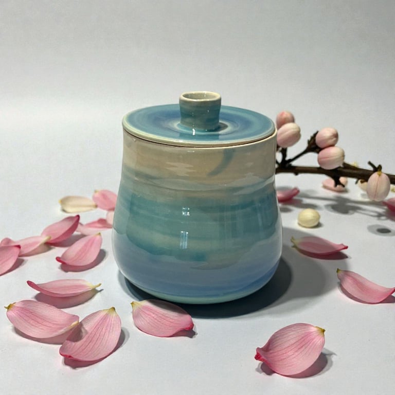 Blå Stund – keramik krukke med låg