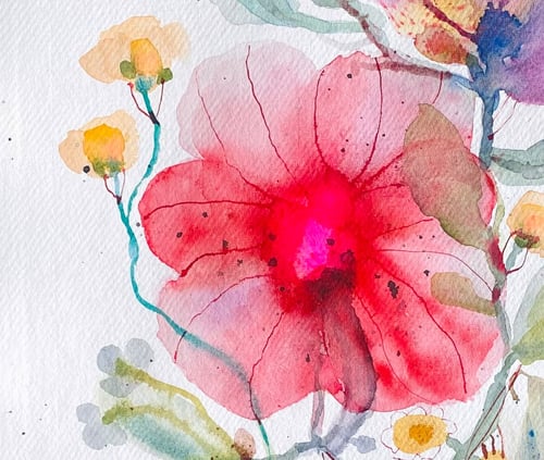 Flyvende pærer og vilde blomster #3 - original akvarel (4)