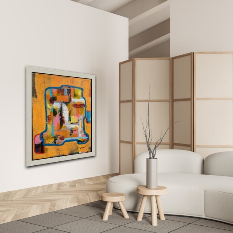 #1114 Maleri 80X100 cm m/sort ramme billede 3