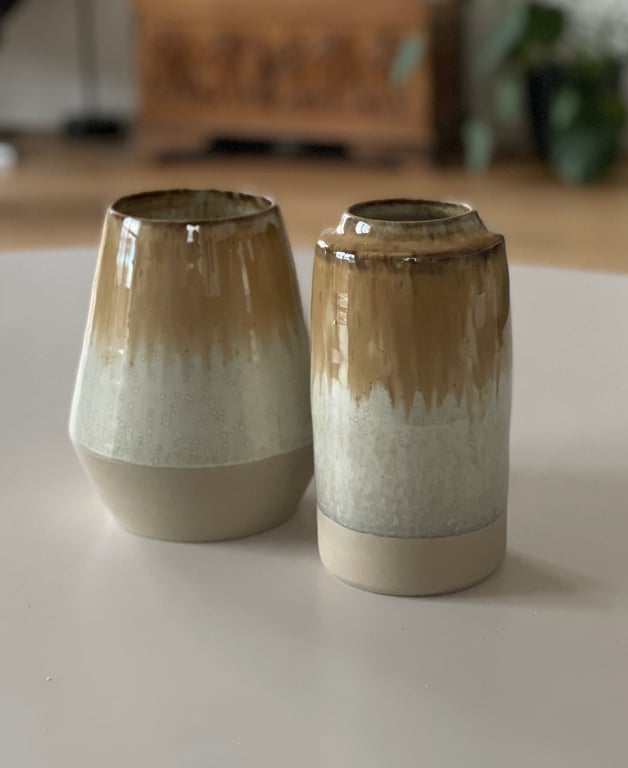 Vase, creme/karamel - 17 cm billede 2