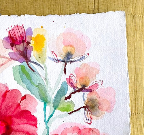 Flyvende pærer og vilde blomster #2- original akvarel (3)