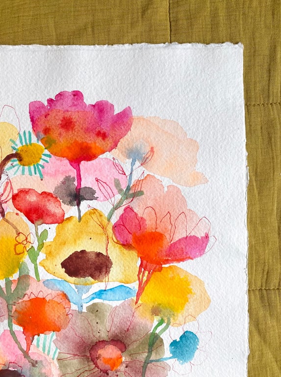 Orange rosa vase m. collage  billede 4