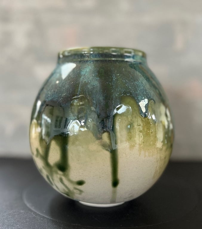 Buttet vase - grønne nuancer billede 2