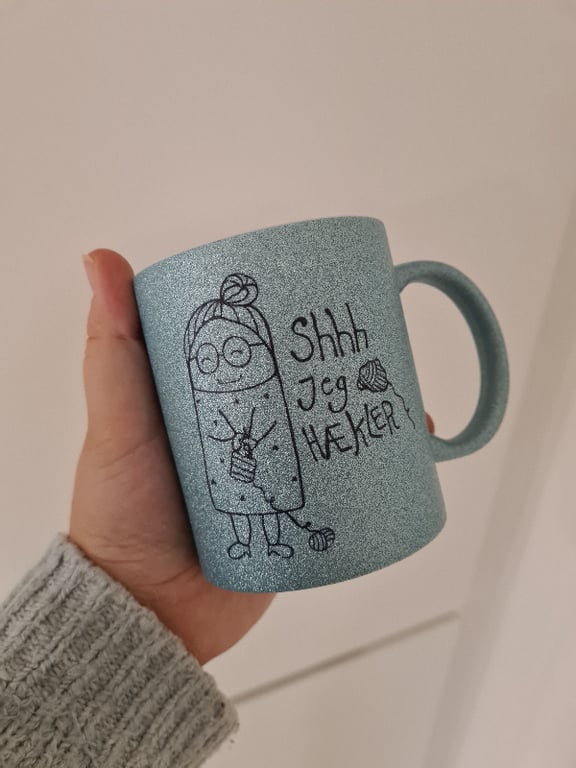 Krus: shhh jeg hækler Lys Blå Glimmer billede 2