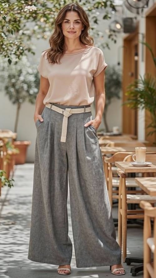 Iris viscose klassisk pants, Cappuccino. Onesize 36-42. (2)