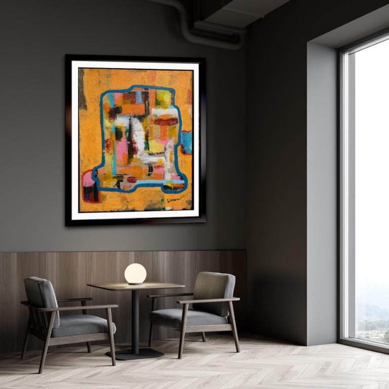 #1114 Maleri 80X100 cm m/sort ramme billede 6