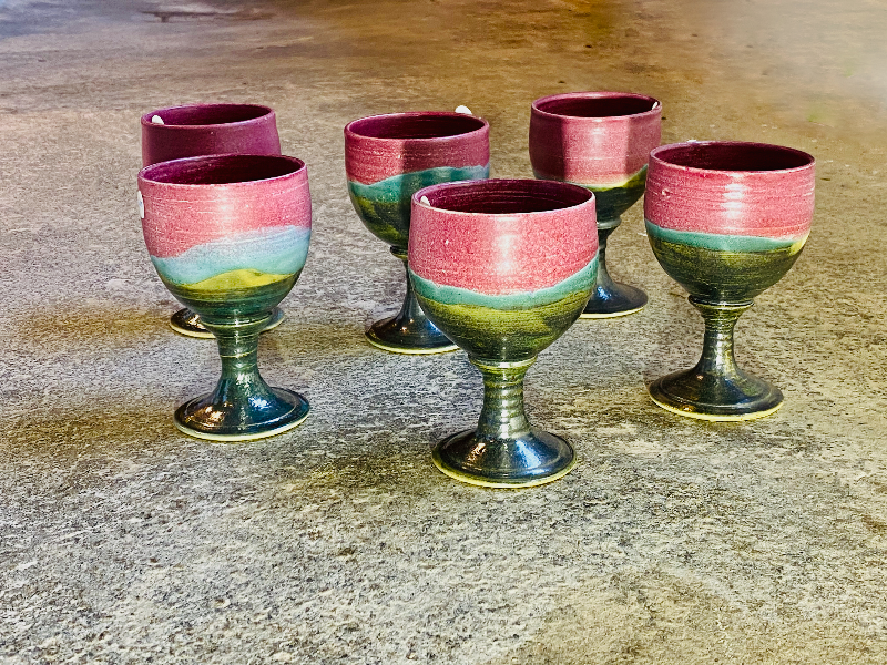 "Aftenrøden" bæger på stilk 12 x 9,5 cm bred