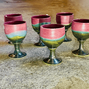 "Aftenrøden" bæger på stilk 12 x 9,5 cm bred – produktbillede