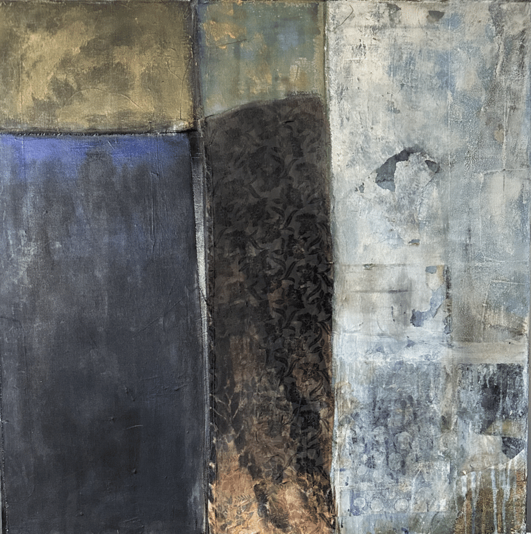 MALERI 80x80 - ROLIGE TANKER MED ET DRØMMENDE BLIK UD OVER LANDSKABET billede 2