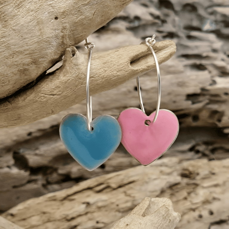 Emalje hjerte - stort lyserødt. billede 2