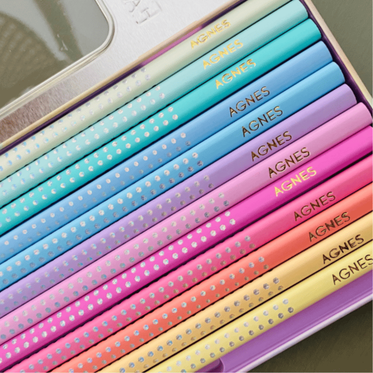 Faber Castell pastel farveblyanter 12 stk. med navn billede 3