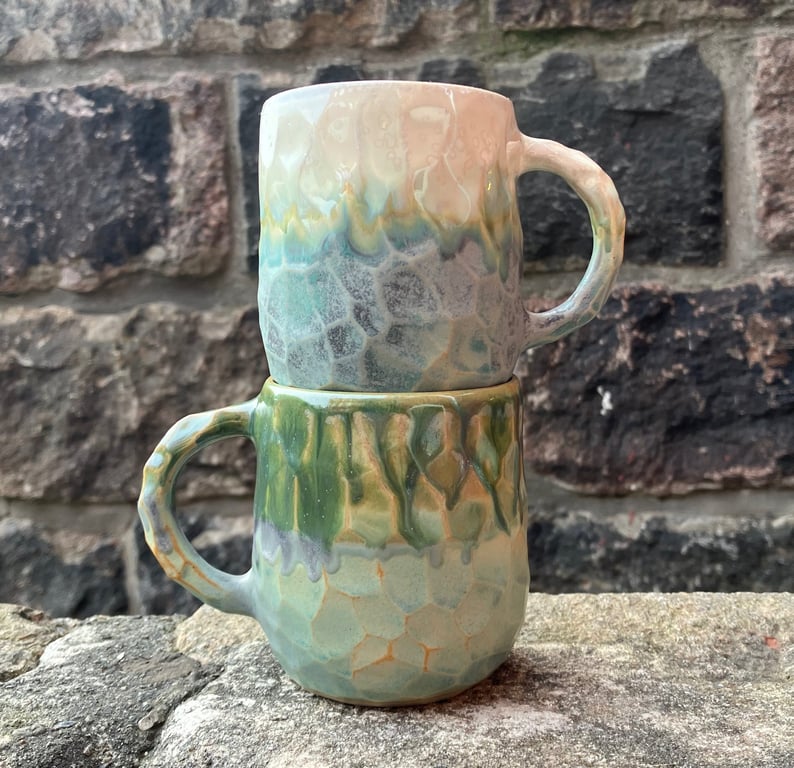 Facetskåret kop med hank billede 7