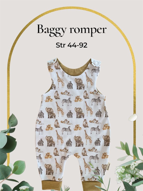 Baggy Romper str 44 cm-92 cm. (Bemærk præmatur str 44 er med i dette mønster) 