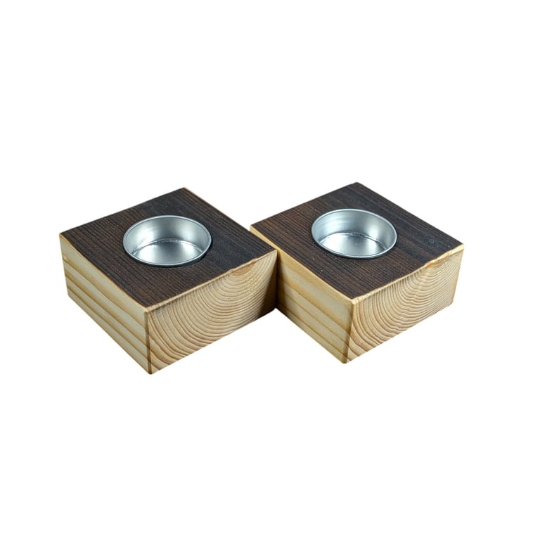 SOL – håndlavet lysestage i massivt træ (sæt á 2 stk)