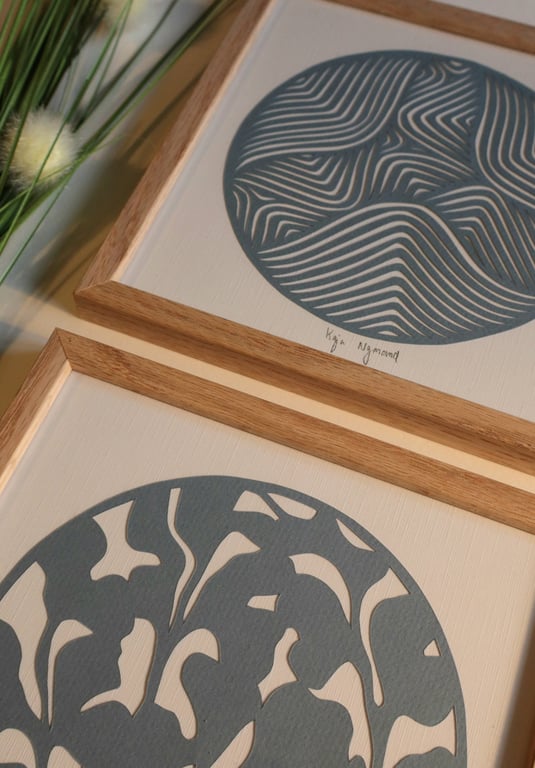 20x20cm papercut couple, indrammet  (2)