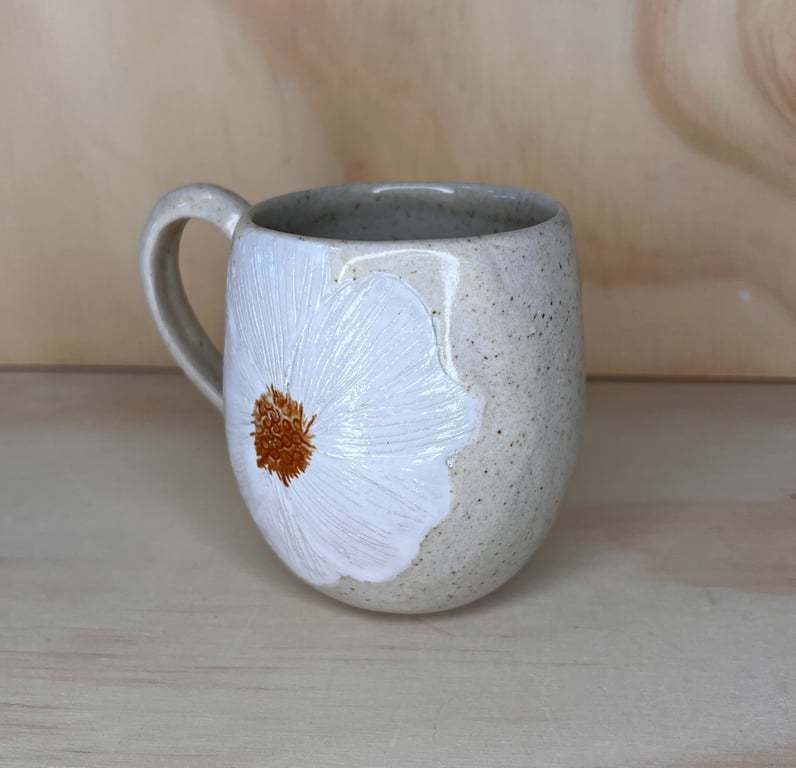 Kop med sommerblomst HVID billede 3