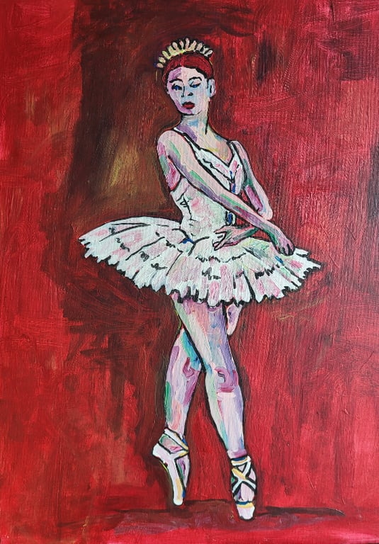 Balletpige akryl på lærred 50 x 70 cm