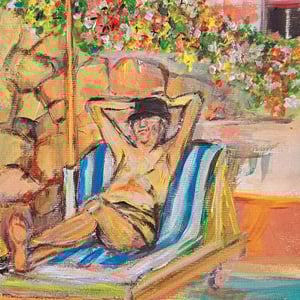 Solseng med mand i egypten, A4 akryl – produktbillede