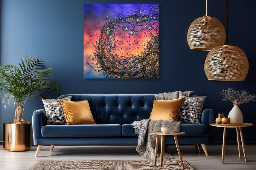 En dråbe af det uventede. Farverigt makrofotografi af vanddråber. billede 2