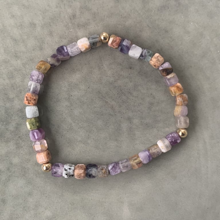 Multifarvet fluorit armbånd 4mm