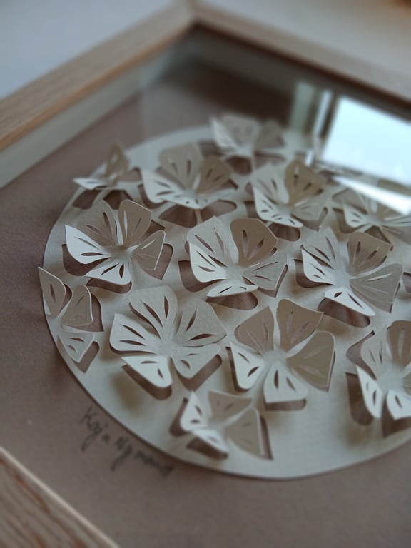 20x20cm, 3D papercut, nougat, indrammet  (2)