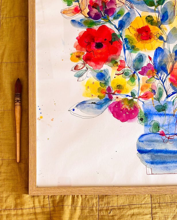 Agnes - Kæmpe blå - original akvarel