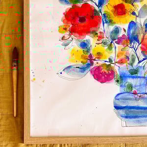 Agnes - Kæmpe blå - original akvarel – produktbillede