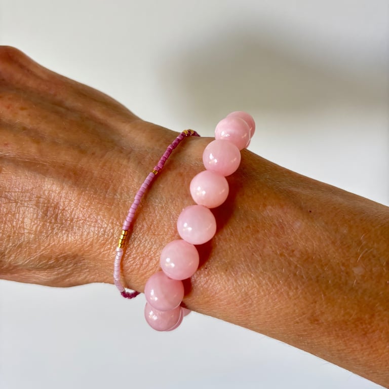 MEGA ARMBÅND JADE ROSA billede 3