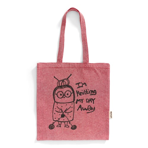 Mulepose: im knitting my day away Mørkerød 