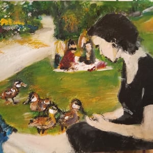 Ælling Hvisker en sommer i Ørstedsparken, A5 akryl, – produktbillede